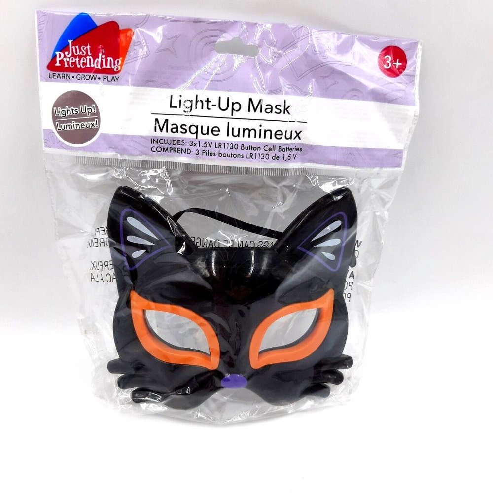 Kitty Cat Light-Up Mask Kids & Adults For Costume Party Or Playing Dress Up New